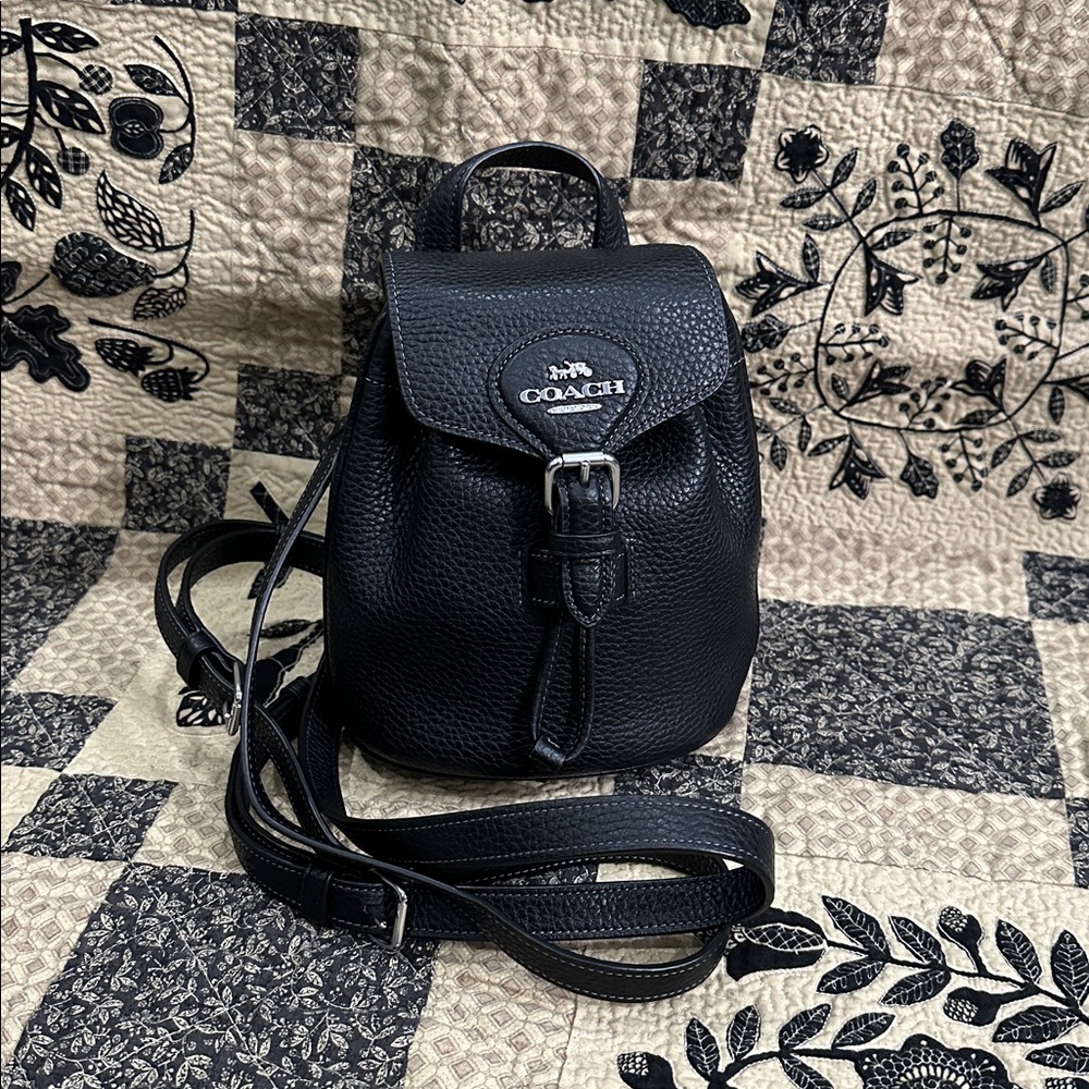 Small Coach Black Pebbled Leather Backpack